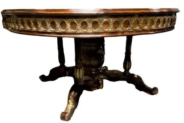 Monumental 19th Century Antique French Empire Dining Table in Burlwood, Satinwood and Mahogany - Thumbnail 7