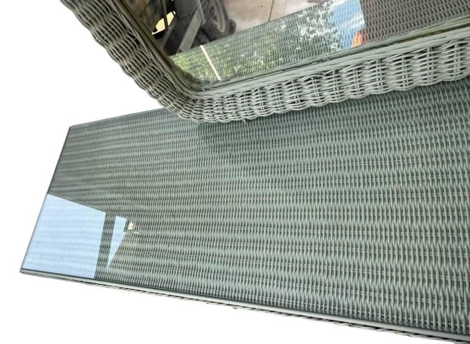 Henry Link Lexington Coastal Wicker Dresser and Mirror Set Circa 1980s - Newly Painted in Sage - Thumbnail 3