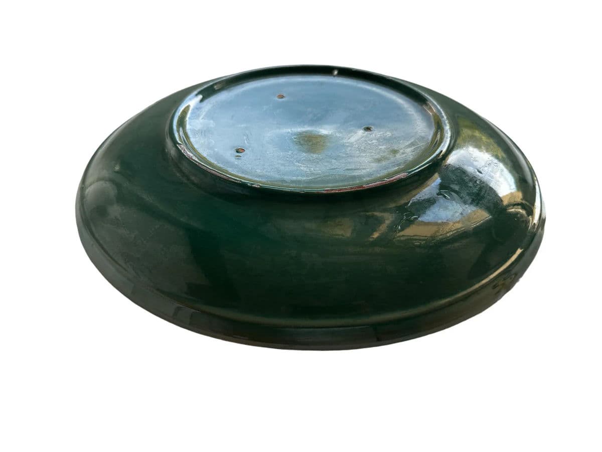 Crimson Acanthus Design Spanish 13.75” Ceramic Plate — Mid 20th Century - Thumbnail 7