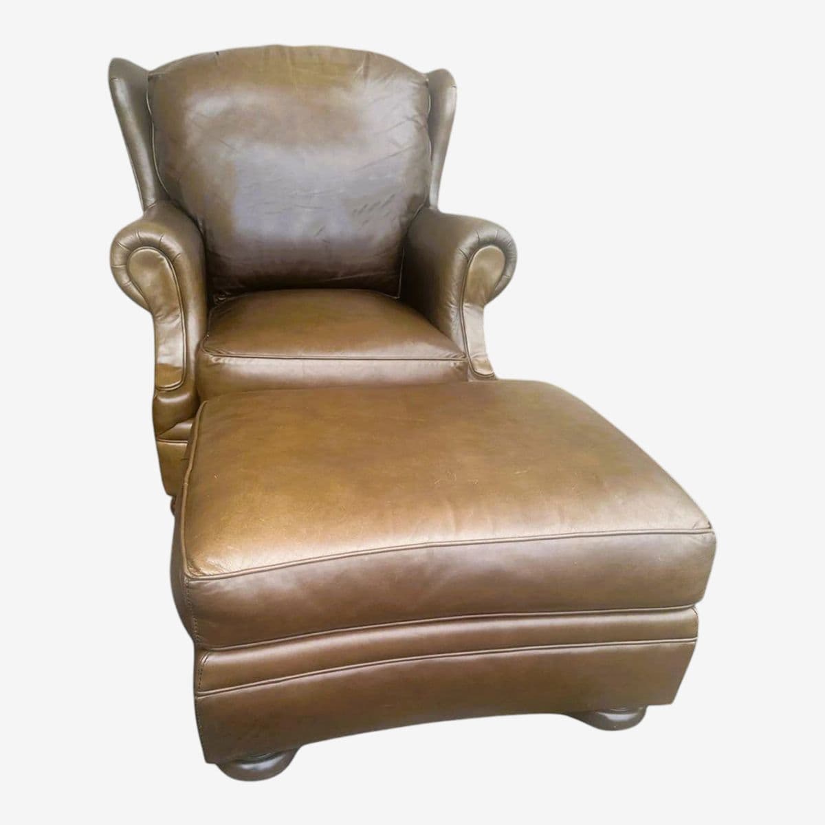 Early 21st Century Stickley Leather Wing Chair and Ottoman Set - Image 1