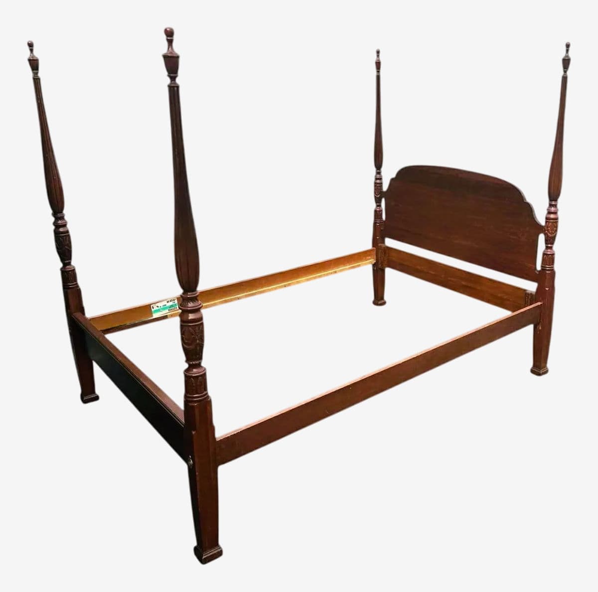 Queen Size Solid Cherry Wood Four Poster Rice Bed - Vintage Late 20th Century - Image 1