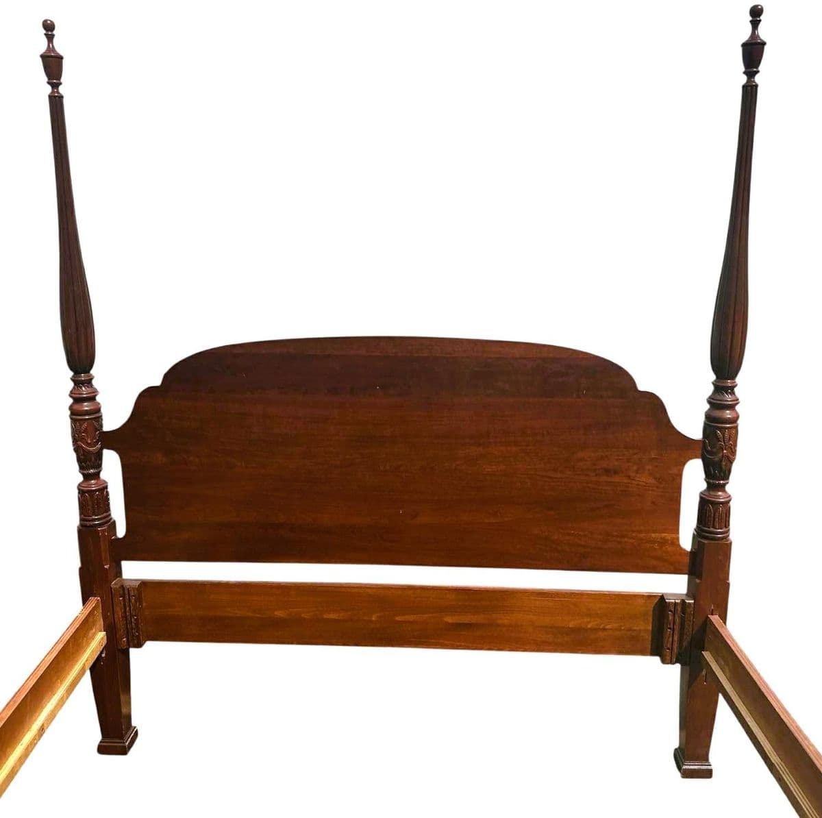 Queen Size Solid Cherry Wood Four Poster Rice Bed - Vintage Late 20th Century - Thumbnail 3