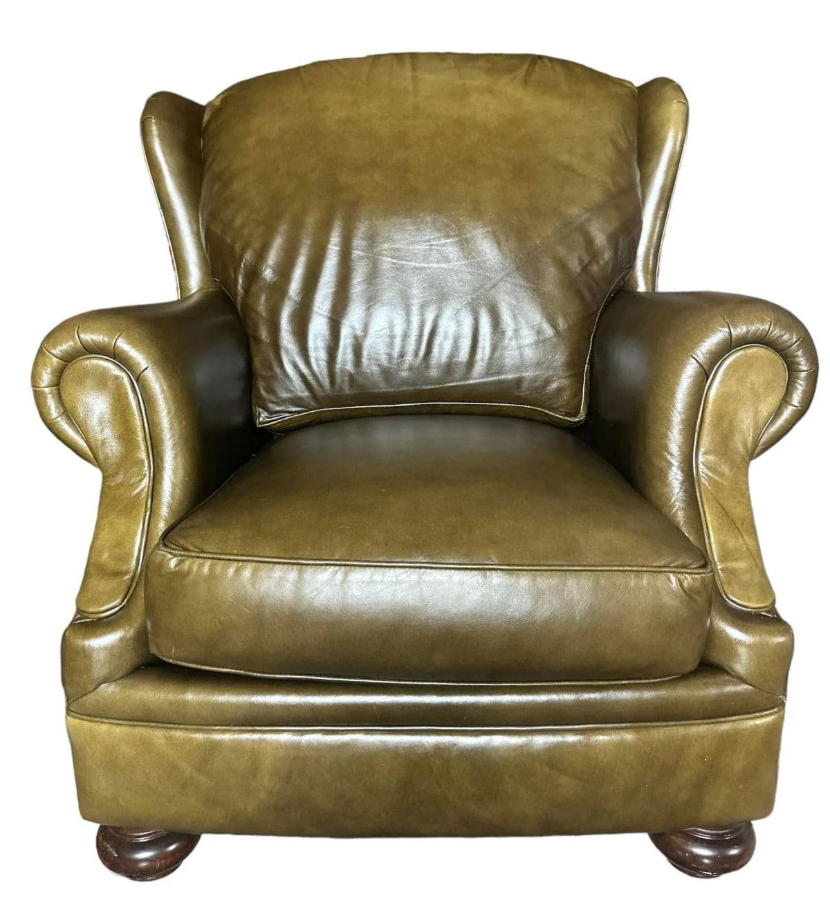 Early 21st Century Stickley Leather Wing Chair and Ottoman Set - Thumbnail 6
