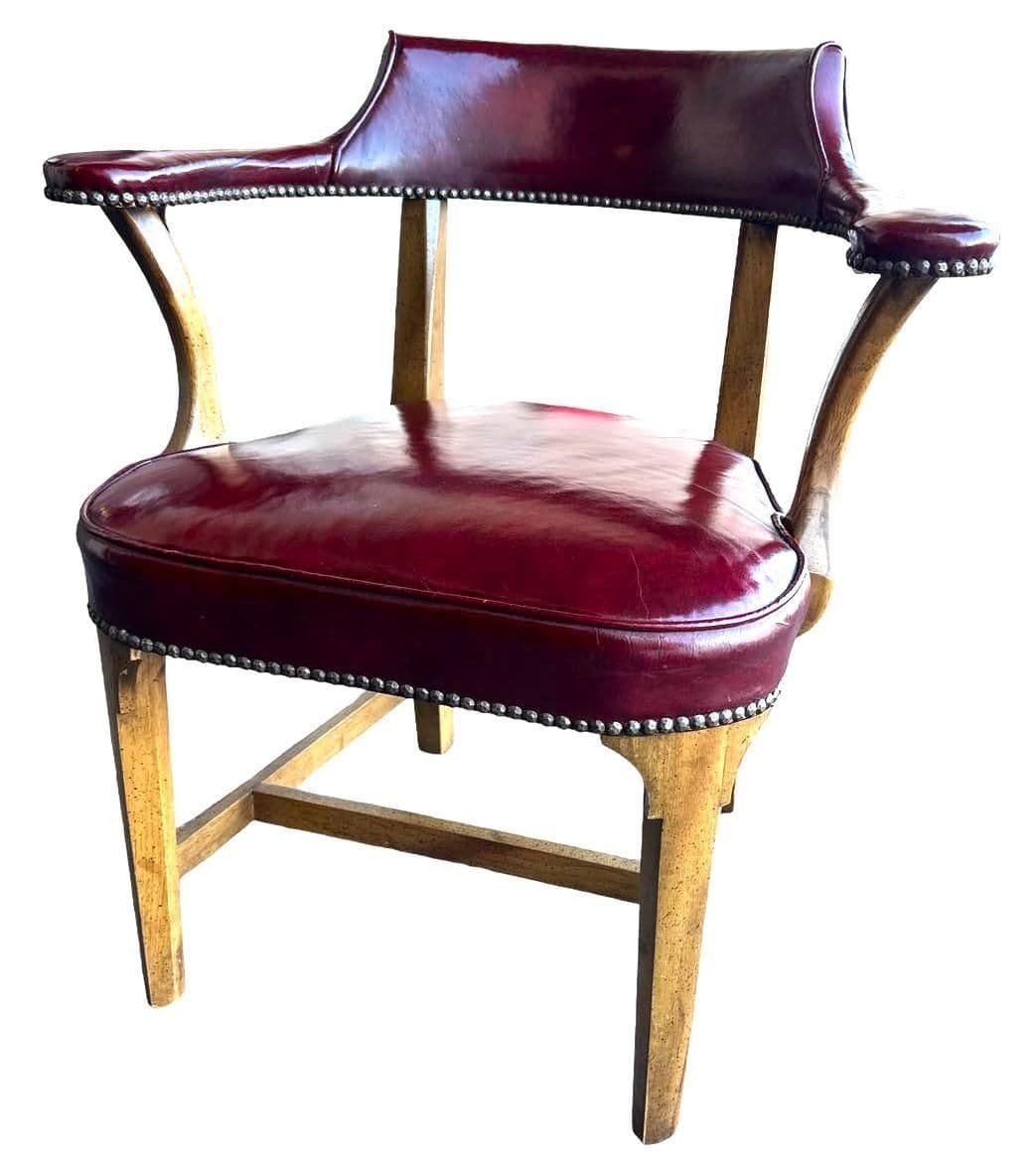 Vintage Leather Club Chair or Desk Chair by Century Furniture of Hickory - Thumbnail 5