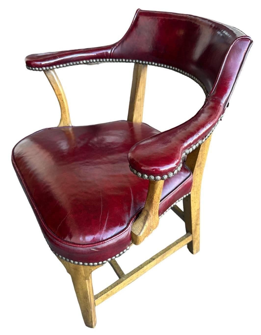 Vintage Leather Club Chair or Desk Chair by Century Furniture of Hickory - Thumbnail 3