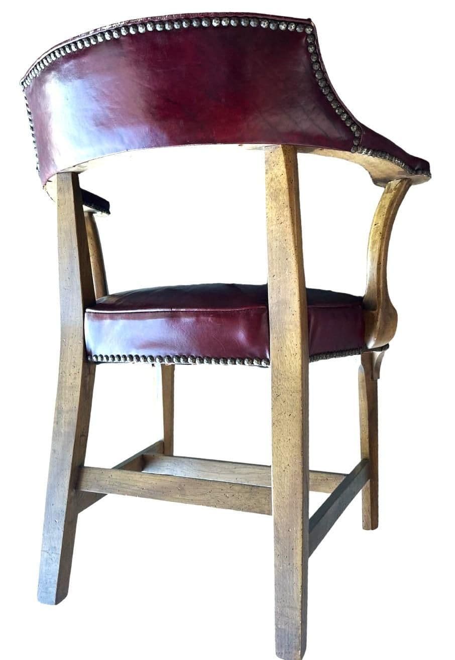Vintage Leather Club Chair or Desk Chair by Century Furniture of Hickory - Thumbnail 6