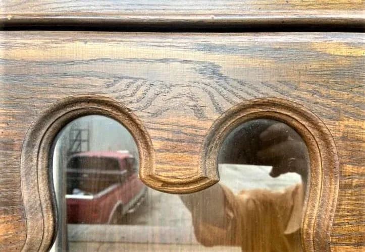 Vintage 1960s Keller Furniture Spanish Revival Solid Oak China Cabinet - Thumbnail 10