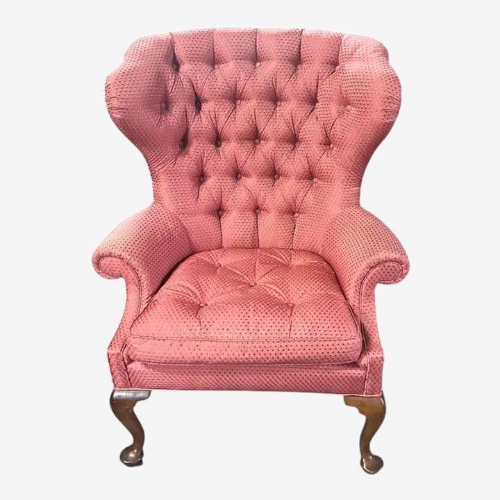 Baker Furniture Company Button Tufted Upholstered Wing Chair - Vintage Early 21st Century - Image 1