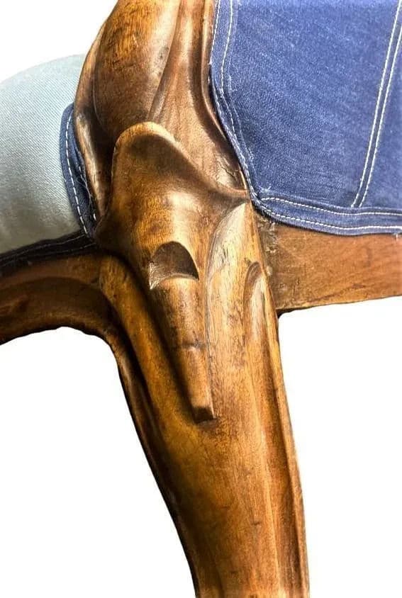 Mid 19th Century Walnut and Burlwood Parlor Medallion Sofa Reupholstered in 'New Wave' Design - Thumbnail 9