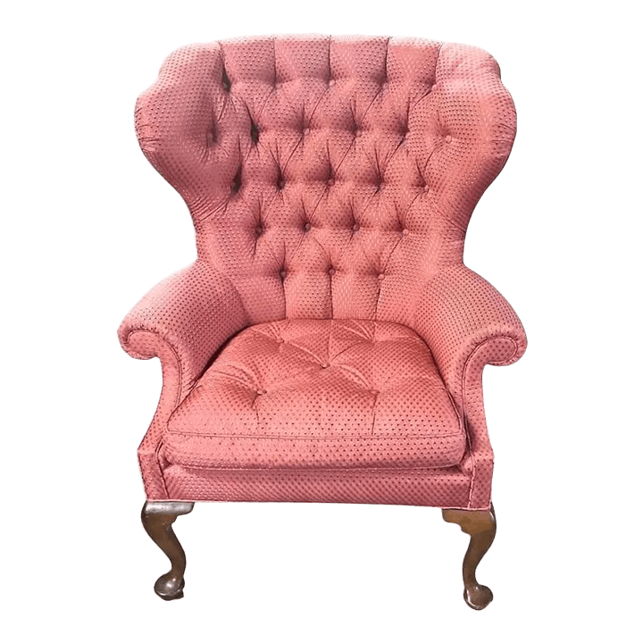 Baker Furniture Company Button Tufted Upholstered Wing Chair - Vintage Early 21st Century - Thumbnail 2