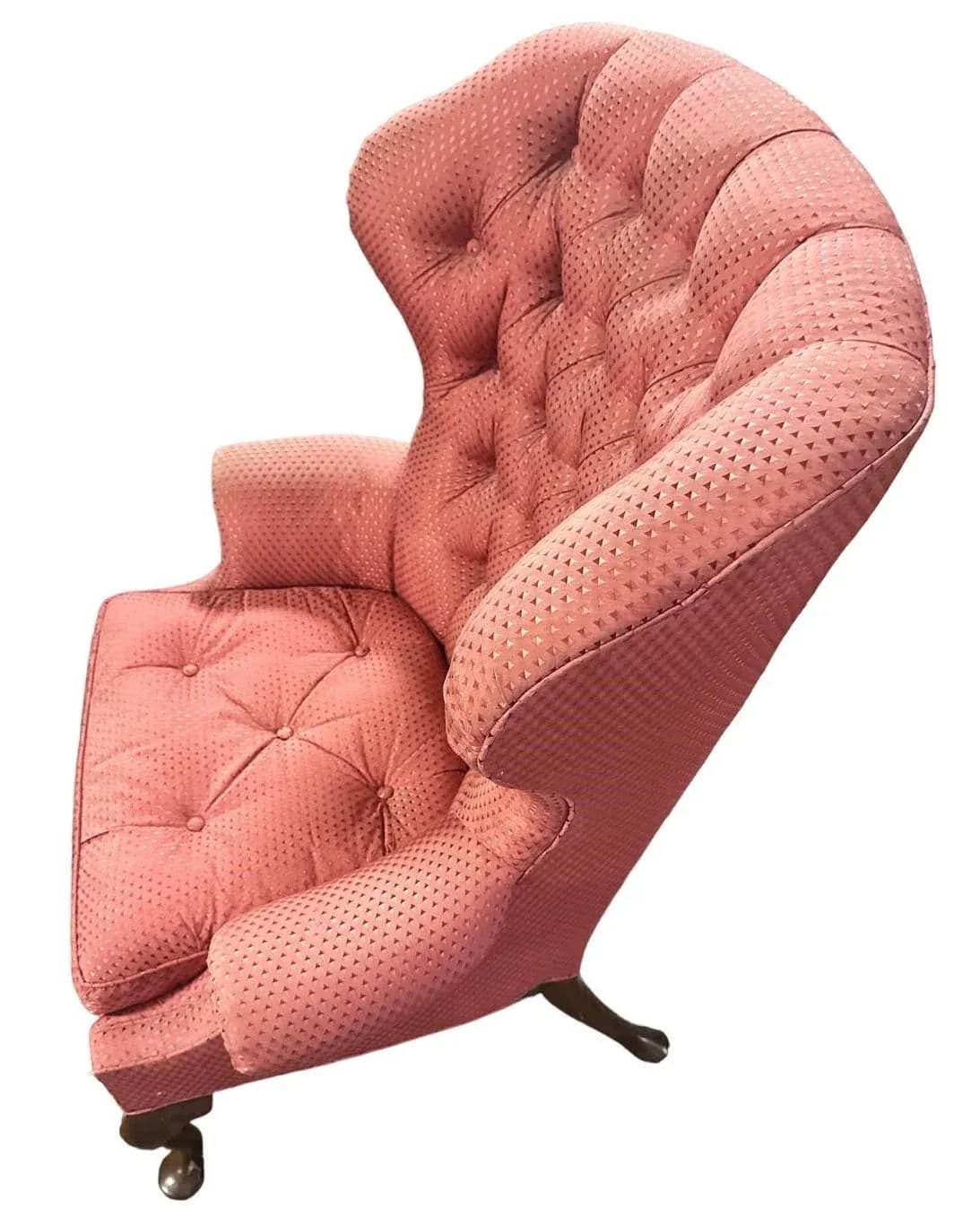 Baker Furniture Company Button Tufted Upholstered Wing Chair - Vintage Early 21st Century - Thumbnail 3