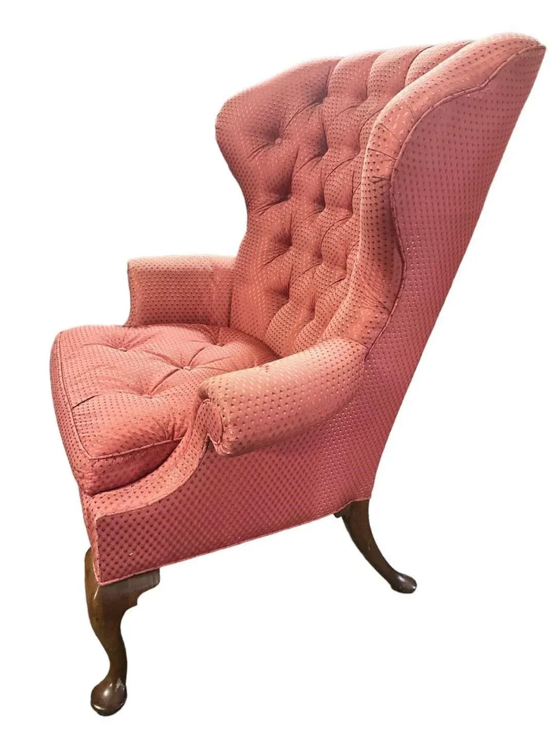 Baker Furniture Company Button Tufted Upholstered Wing Chair - Vintage Early 21st Century - Thumbnail 7