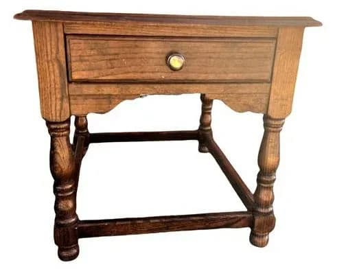 Solid Oak Hammary End Table or Nightstand With Spanish Revival Details - Mid 20th Century - Thumbnail 3