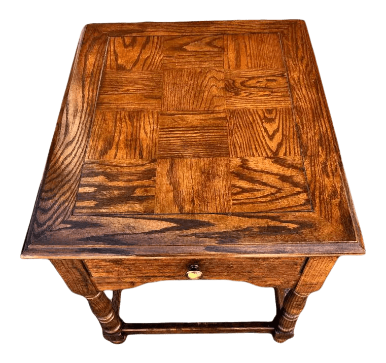 Solid Oak Hammary End Table or Nightstand With Spanish Revival Details - Mid 20th Century - Thumbnail 2