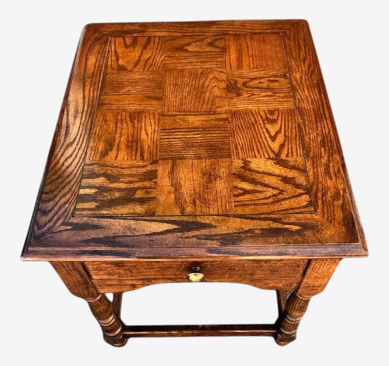 Solid Oak Hammary End Table or Nightstand With Spanish Revival Details - Mid 20th Century - Image 1