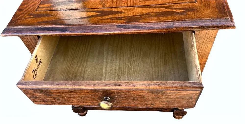 Solid Oak Hammary End Table or Nightstand With Spanish Revival Details - Mid 20th Century - Thumbnail 9