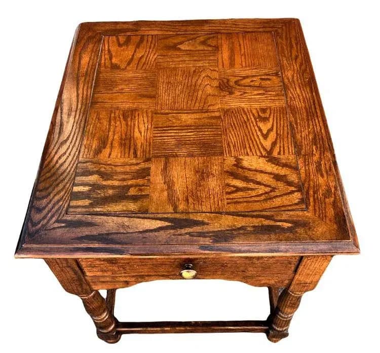 Solid Oak Hammary End Table or Nightstand With Spanish Revival Details - Mid 20th Century - Thumbnail 10