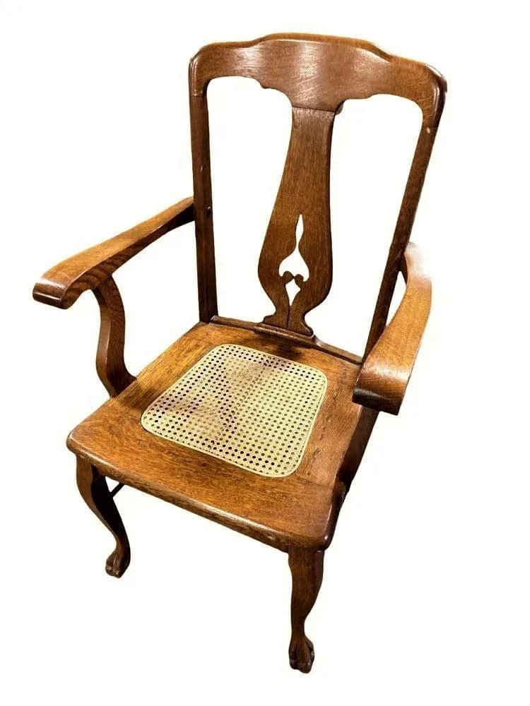 Early 20th Century Stomps Burkhardt Arts & Crafts Quarter Sawn Oak Dining Chairs - Set of 4 - Thumbnail 5