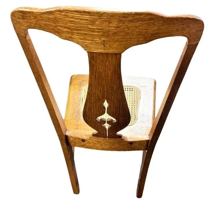 Early 20th Century Stomps Burkhardt Arts & Crafts Quarter Sawn Oak Dining Chairs - Set of 4 - Thumbnail 8