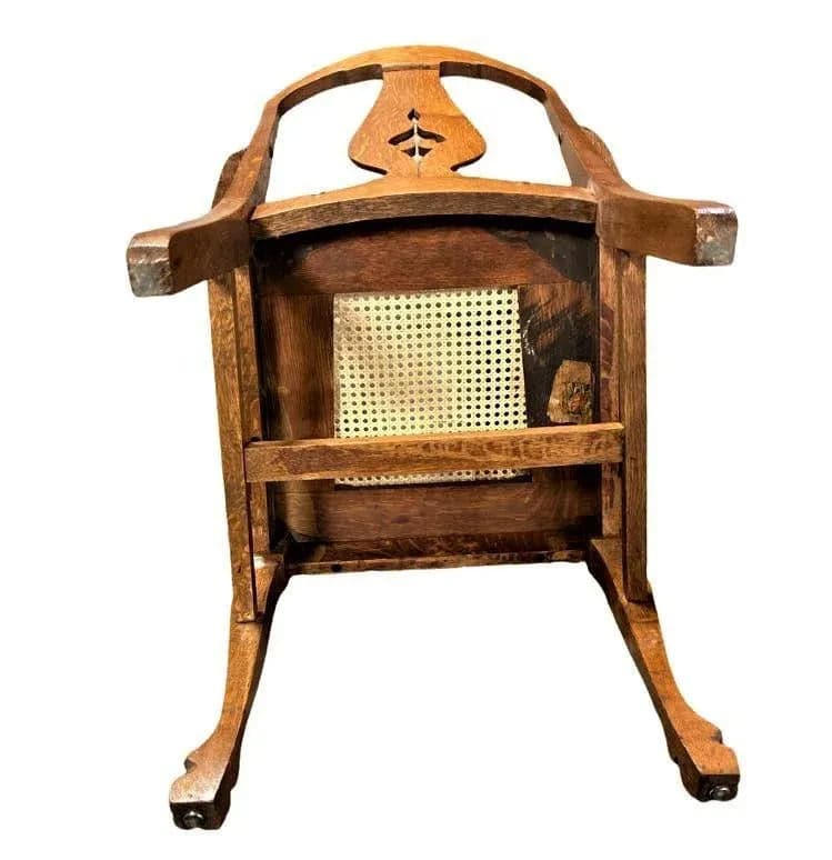 Early 20th Century Stomps Burkhardt Arts & Crafts Quarter Sawn Oak Dining Chairs - Set of 4 - Thumbnail 12