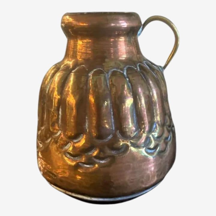 1950s Egyptian Hammered Copper Cream Pitcher - Image 1