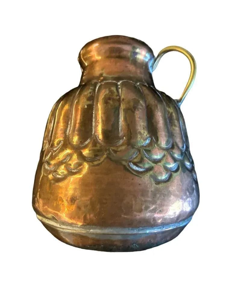 1950s Egyptian Hammered Copper Cream Pitcher - Thumbnail 3
