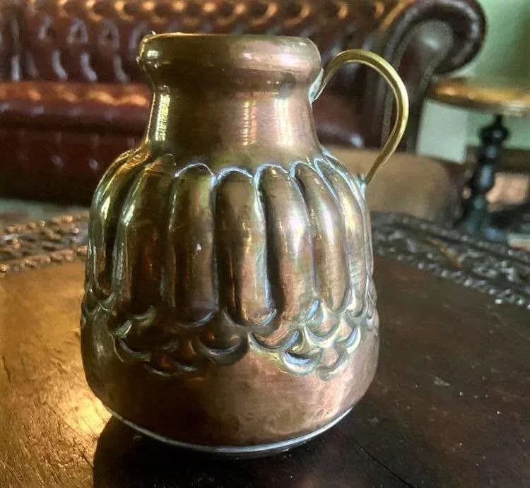 1950s Egyptian Hammered Copper Cream Pitcher - Thumbnail 4