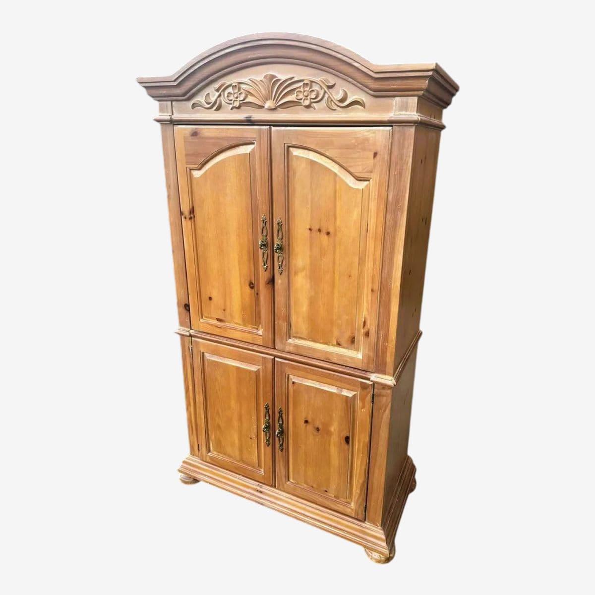 Vintage Bonnet Top Pine Armoire Crafted by Southern Furniture in Conover, North Carolina - Image 1