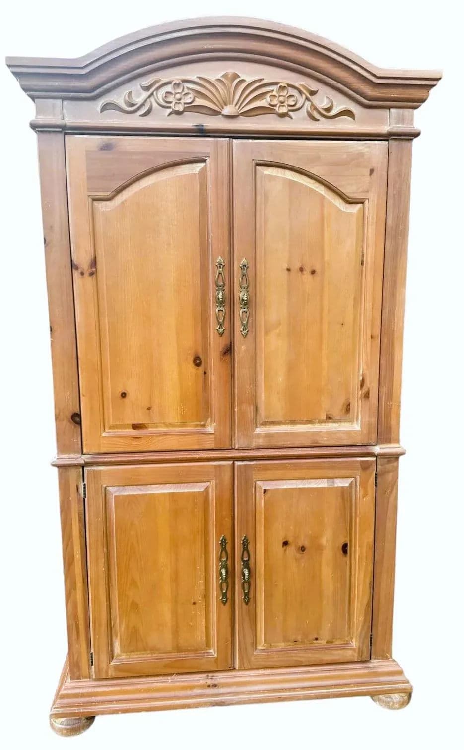 Vintage Bonnet Top Pine Armoire Crafted by Southern Furniture in Conover, North Carolina - Thumbnail 6