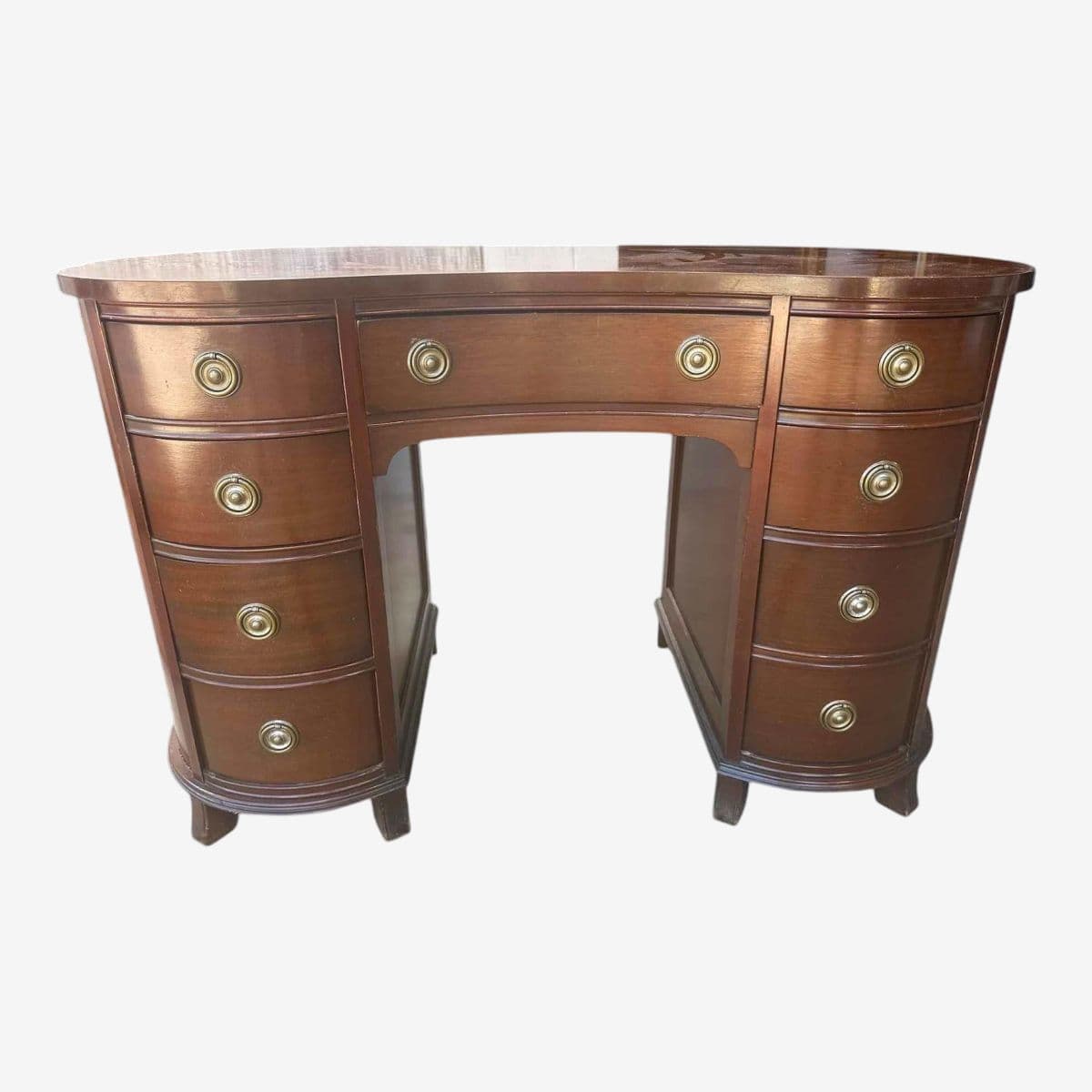 Taylor Jamestown Kidney Shaped Mahogany Desk - Circa 1930s - Image 1