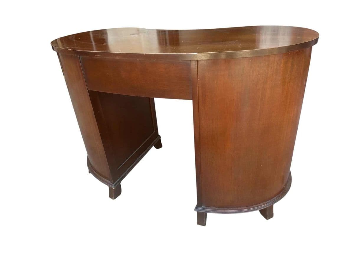 Taylor Jamestown Kidney Shaped Mahogany Desk - Circa 1930s - Thumbnail 7