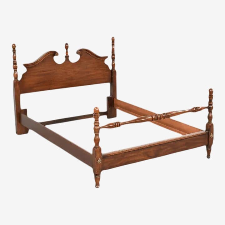 Cherry Wood Chippendale Four Poster Bed Made in North Carolina by American Drew - Vintage Late 20th Century - Image 1