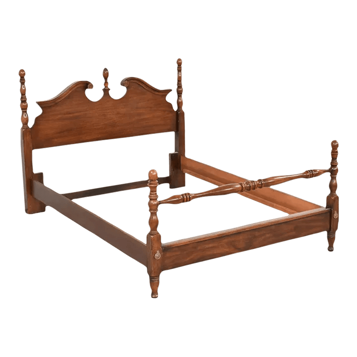 Cherry Wood Chippendale Four Poster Bed Made in North Carolina by American Drew - Vintage Late 20th Century - Thumbnail 2