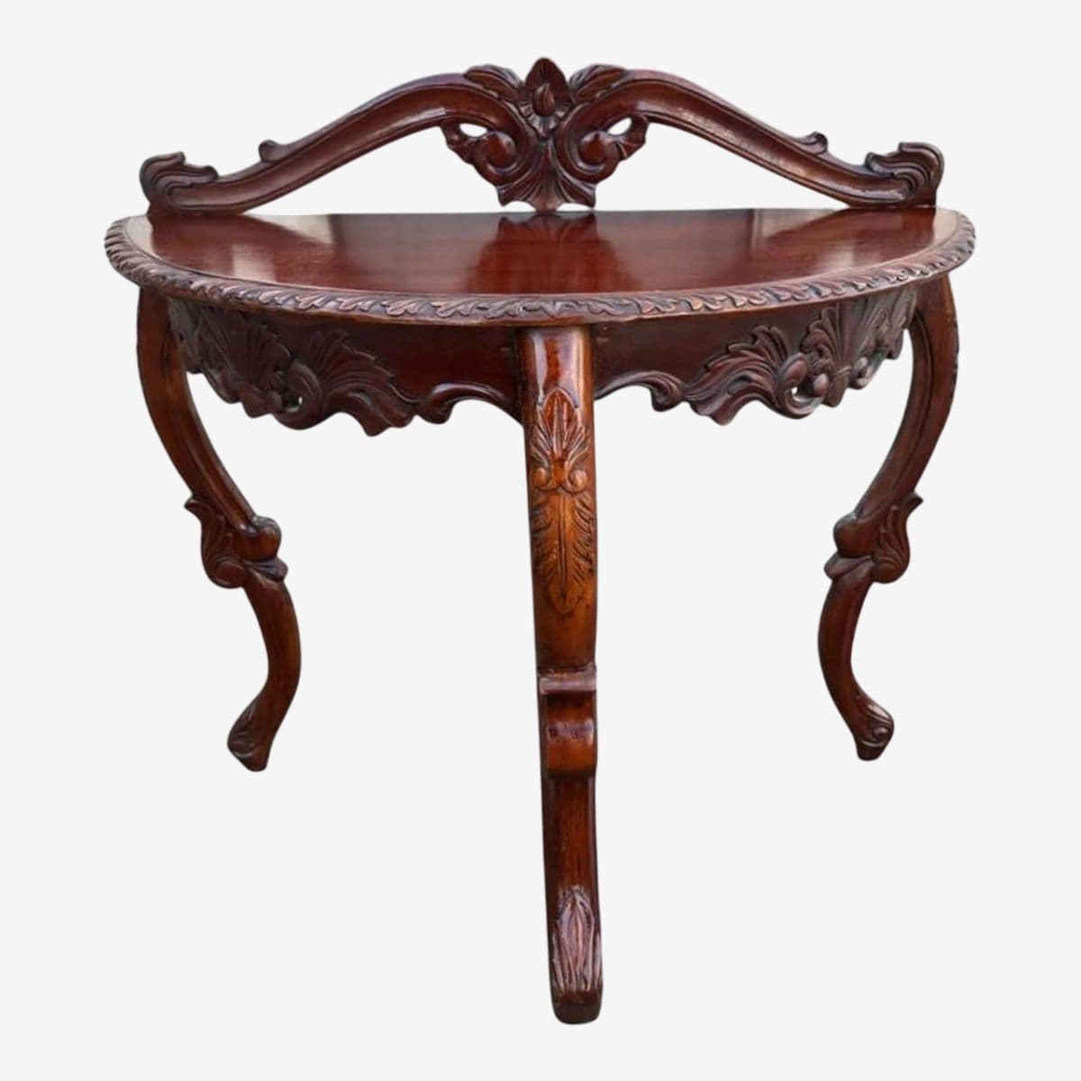 19th Century Italian Rococo Antique Rosewood Demi-Lune Console Table - Image 1
