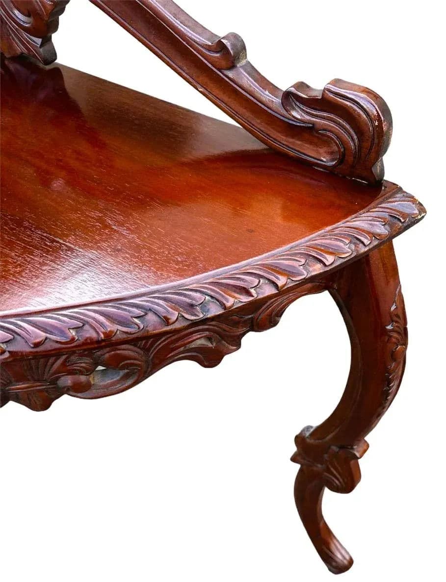 19th Century Italian Rococo Antique Rosewood Demi-Lune Console Table - Thumbnail 3