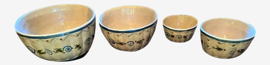 1950s Vintage Mexican Glazed Earthenware Serving Bowls - 4 Pieces - Image 1