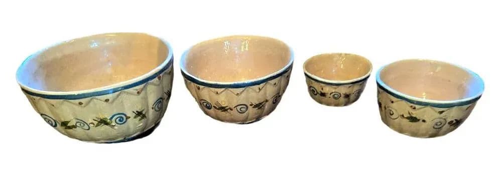 1950s Vintage Mexican Glazed Earthenware Serving Bowls - 4 Pieces - Thumbnail 11