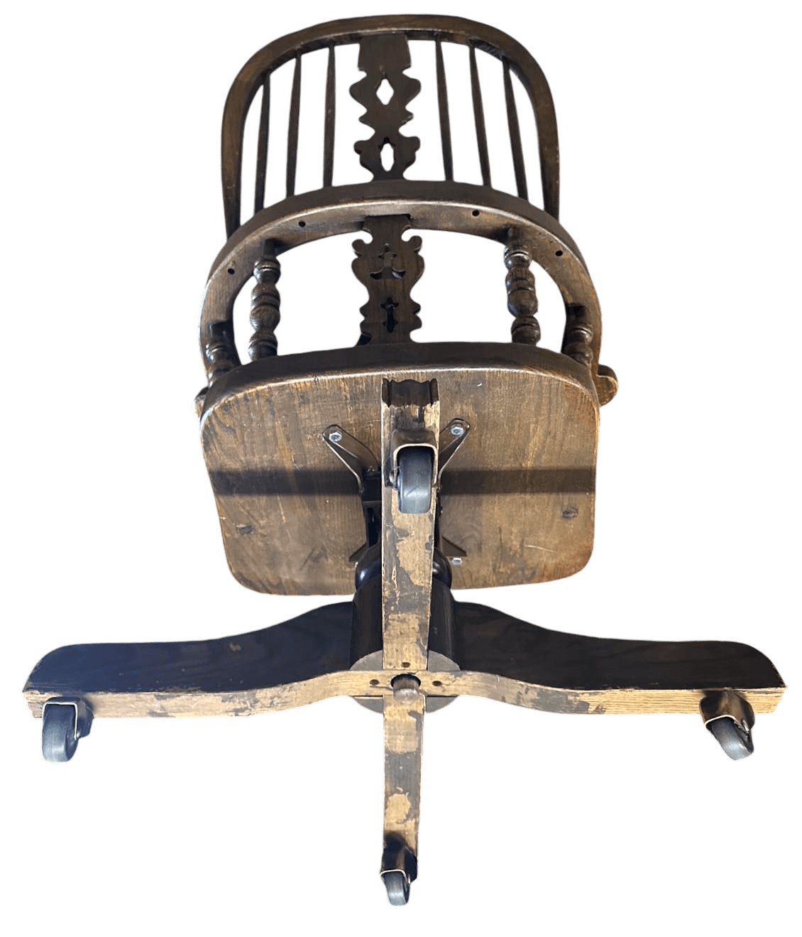 Vintage Ethan Allen Solid Oak Executive Swivel Desk Chair, Late 20th Century - Thumbnail 6