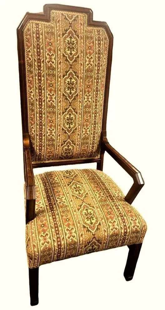 Early 20th Century Antique Prairie Style Tall 56" Throne Chair With Southwestern Tapestry Upholstery - Thumbnail 10