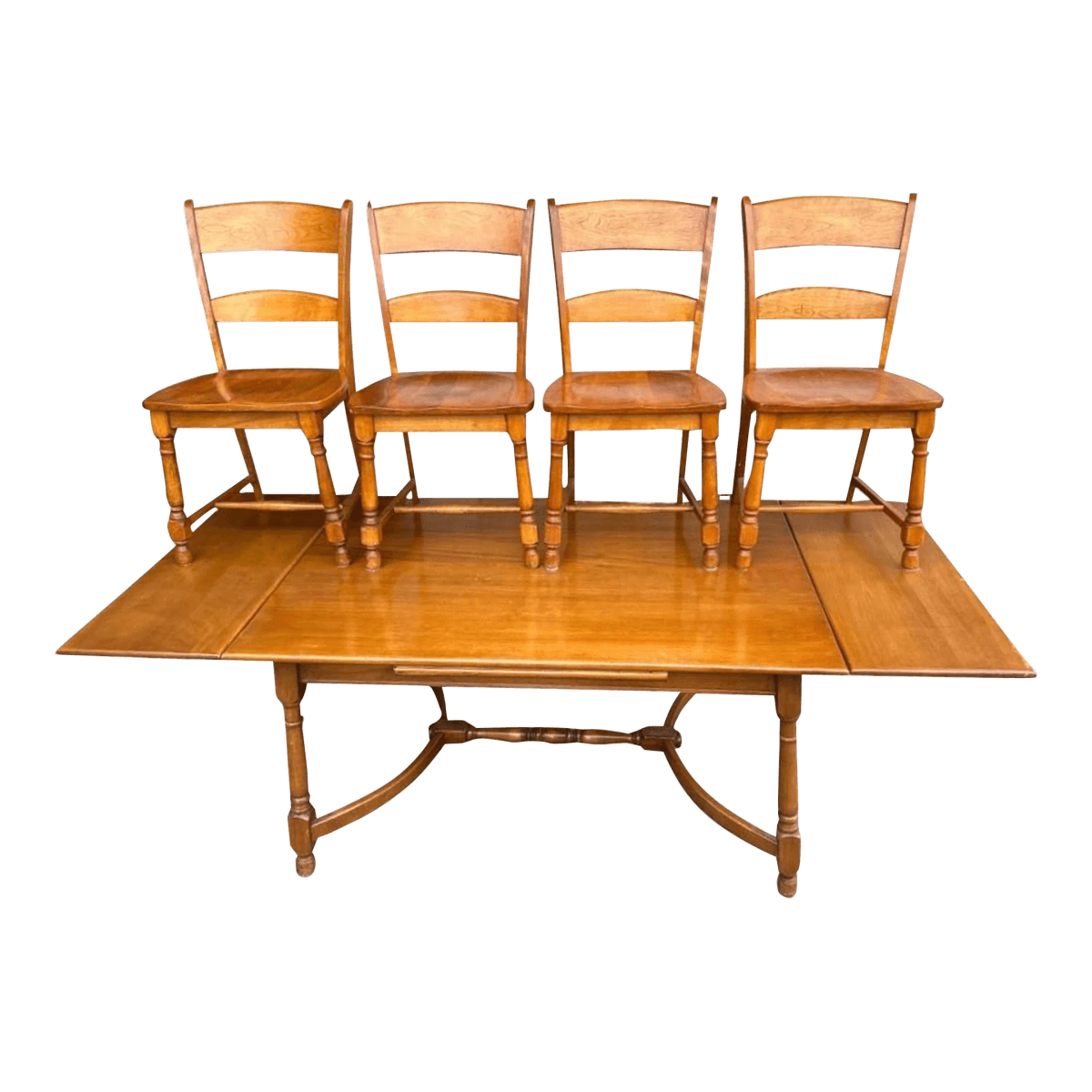 Heywood-Wakefield Vintage Birch Wood 84" Dining Table With Four Chairs - Mid 20th Century - Thumbnail 2