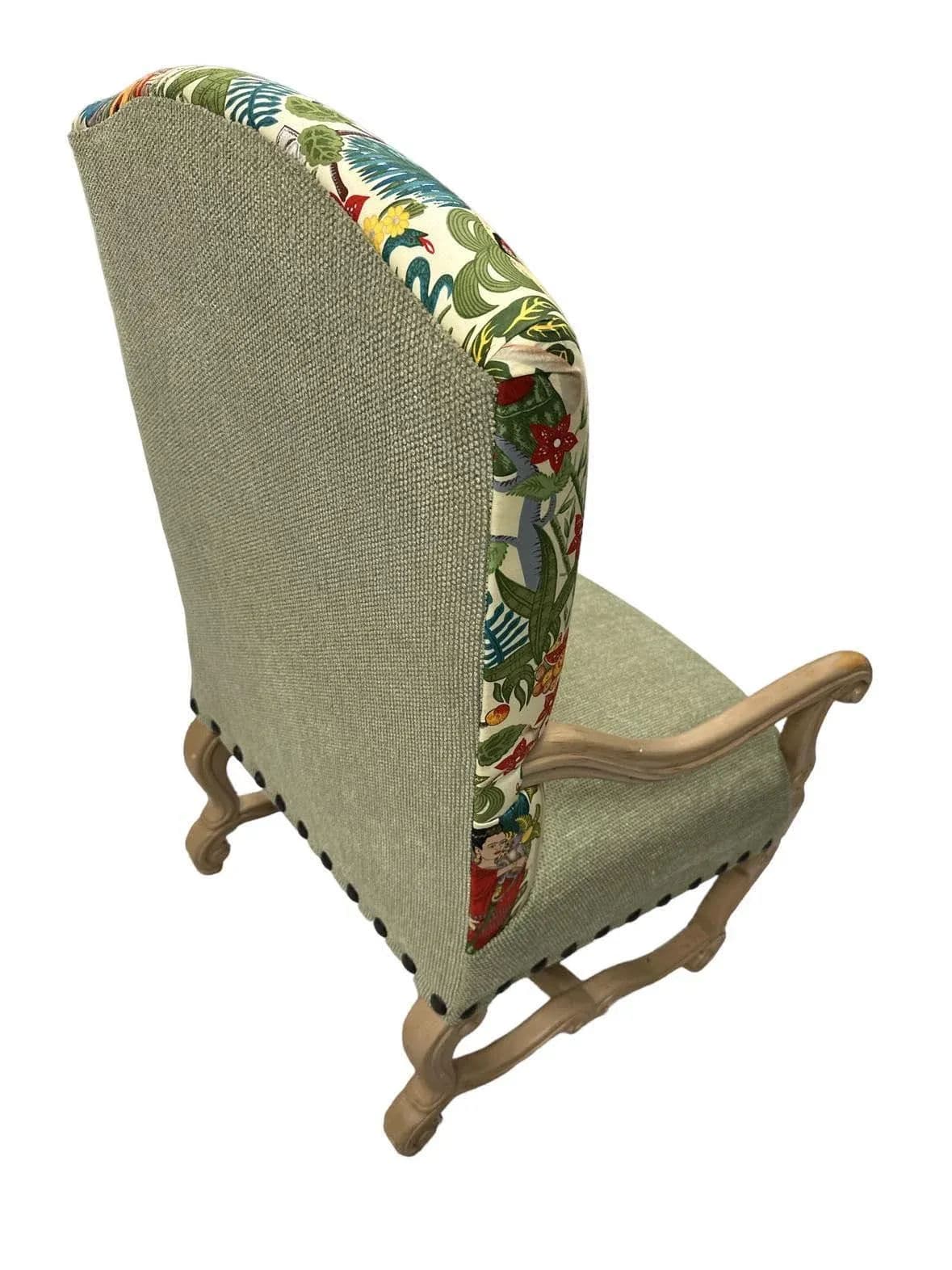 Vintage Hacienda Chair With New Frida’s Garden Fabric Upholstery in Springtime Colors - Thumbnail 5