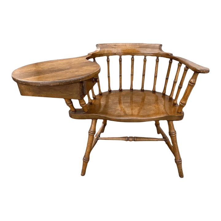 Drexel Windsor Maple and Oak Writing Arm Chair - Vintage Mid 20th Century - Thumbnail 2