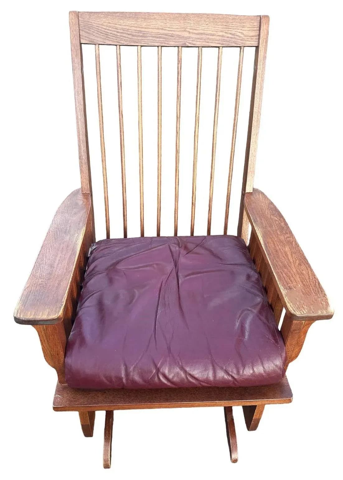 Arts & Crafts Quarter Sawn Oak Glider Rocker and Ottoman Set - Vintage Late 20th Century - Thumbnail 6