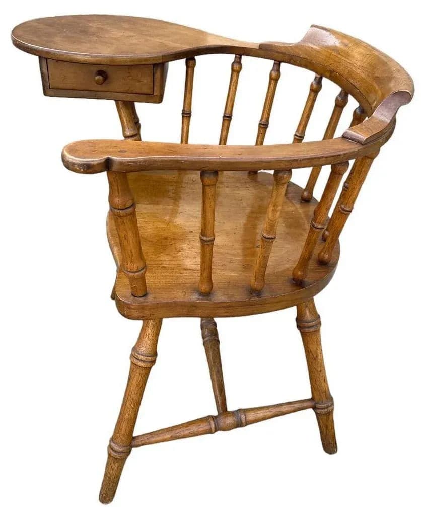 Drexel Windsor Maple and Oak Writing Arm Chair - Vintage Mid 20th Century - Thumbnail 3