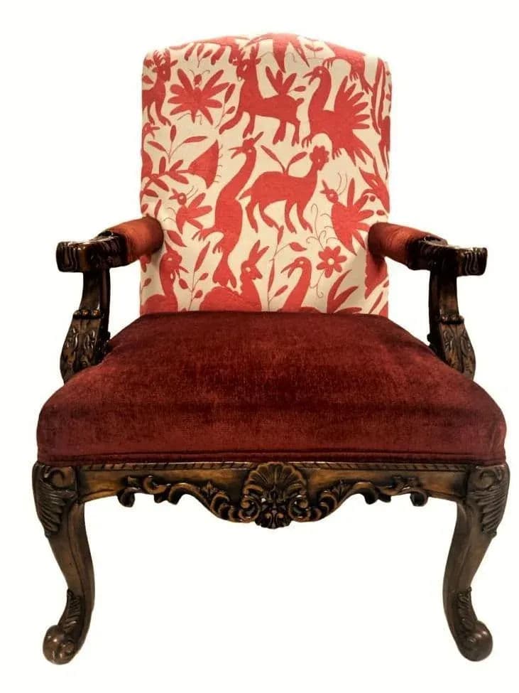 Hacienda Fauteuils With New Otomi Hand Embroidery Upholstery - a Pair - Early 21st Century - Thumbnail 3
