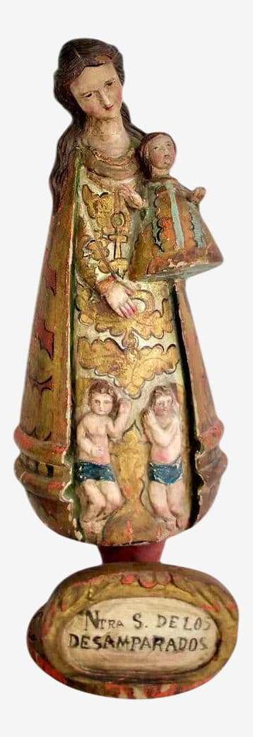 17th Century "Nuestra Señora De Los Desamparados" Wood and Polychrome Image of Valencian Patroness - Image 1