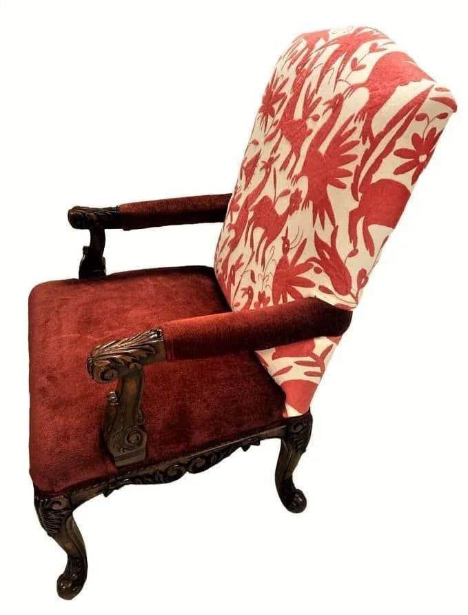Hacienda Fauteuils With New Otomi Hand Embroidery Upholstery - a Pair - Early 21st Century - Thumbnail 7