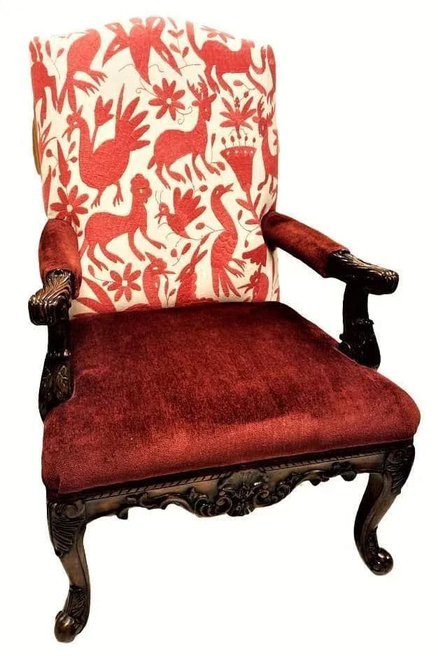 Hacienda Fauteuils With New Otomi Hand Embroidery Upholstery - a Pair - Early 21st Century - Thumbnail 6
