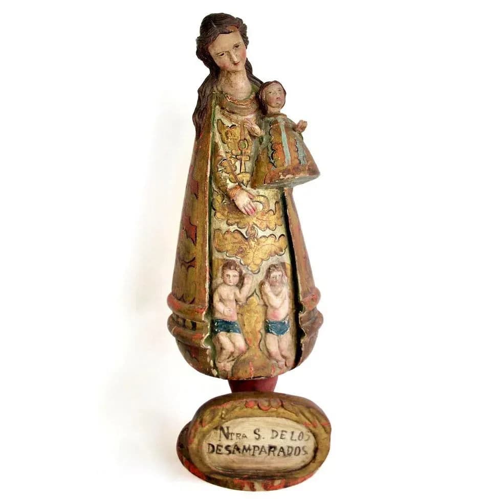 17th Century "Nuestra Señora De Los Desamparados" Wood and Polychrome Image of Valencian Patroness - Thumbnail 14