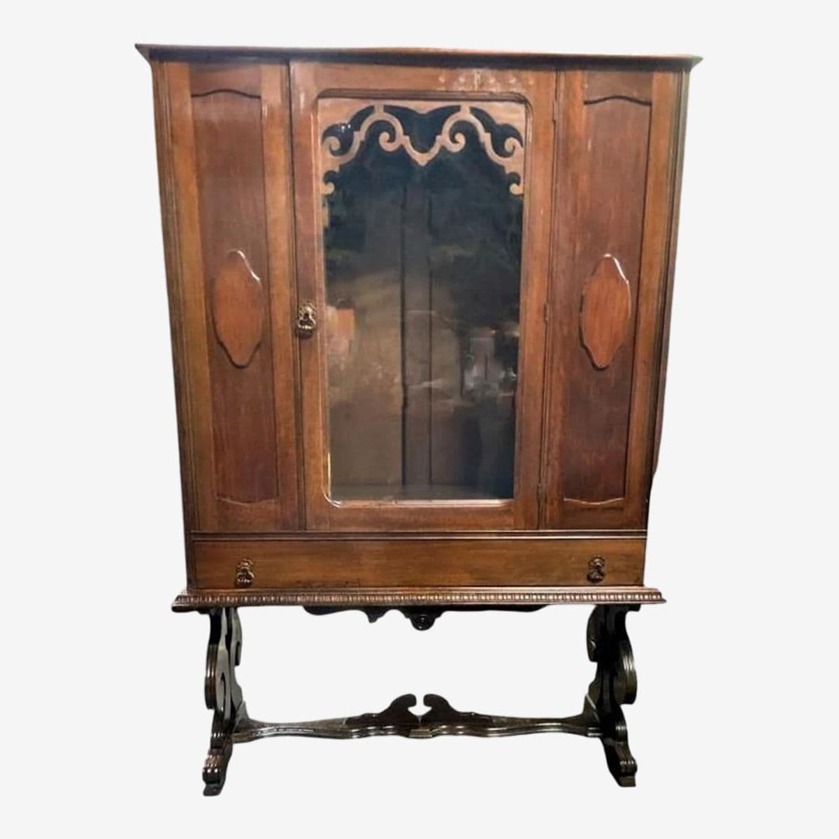 Albert Furniture Antique Spanish Revival Walnut China Cabinet - 1920s - Image 1